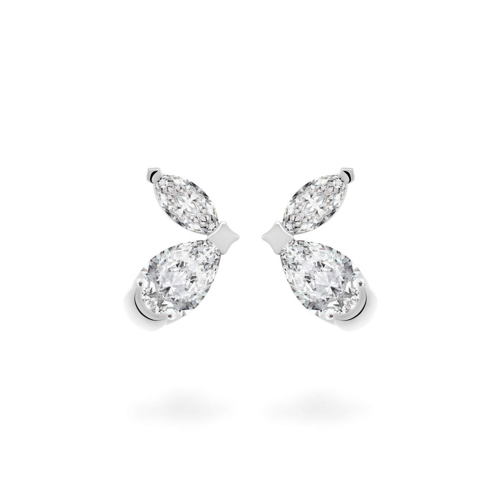 Hoa tai vàng trắng 14K gắn đá CZ DOJI AFEK000750F2CZ1 