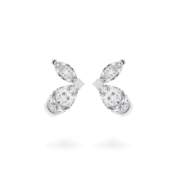 Hoa tai vàng trắng 14K gắn đá CZ DOJI AFEK000750F2CZ1