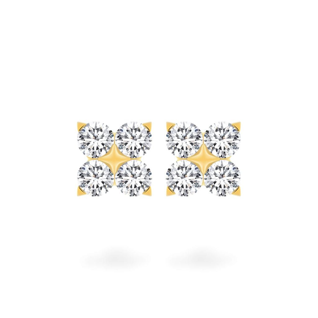 Hoa tai vàng vàng 14K gắn đá CZ DOJI AFEK000751F1CZ1 