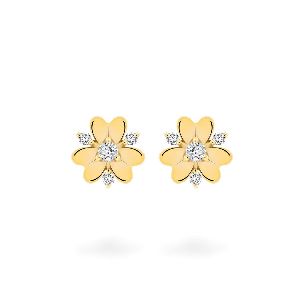 Hoa tai vàng vàng 14K gắn đá CZ DOJI AFEK000752F1CZ1 