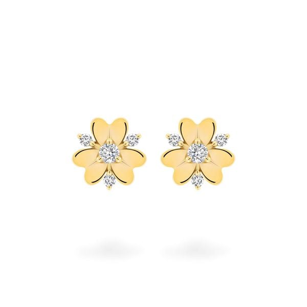 Hoa tai vàng vàng 14K gắn đá CZ DOJI AFEK000752F1CZ1