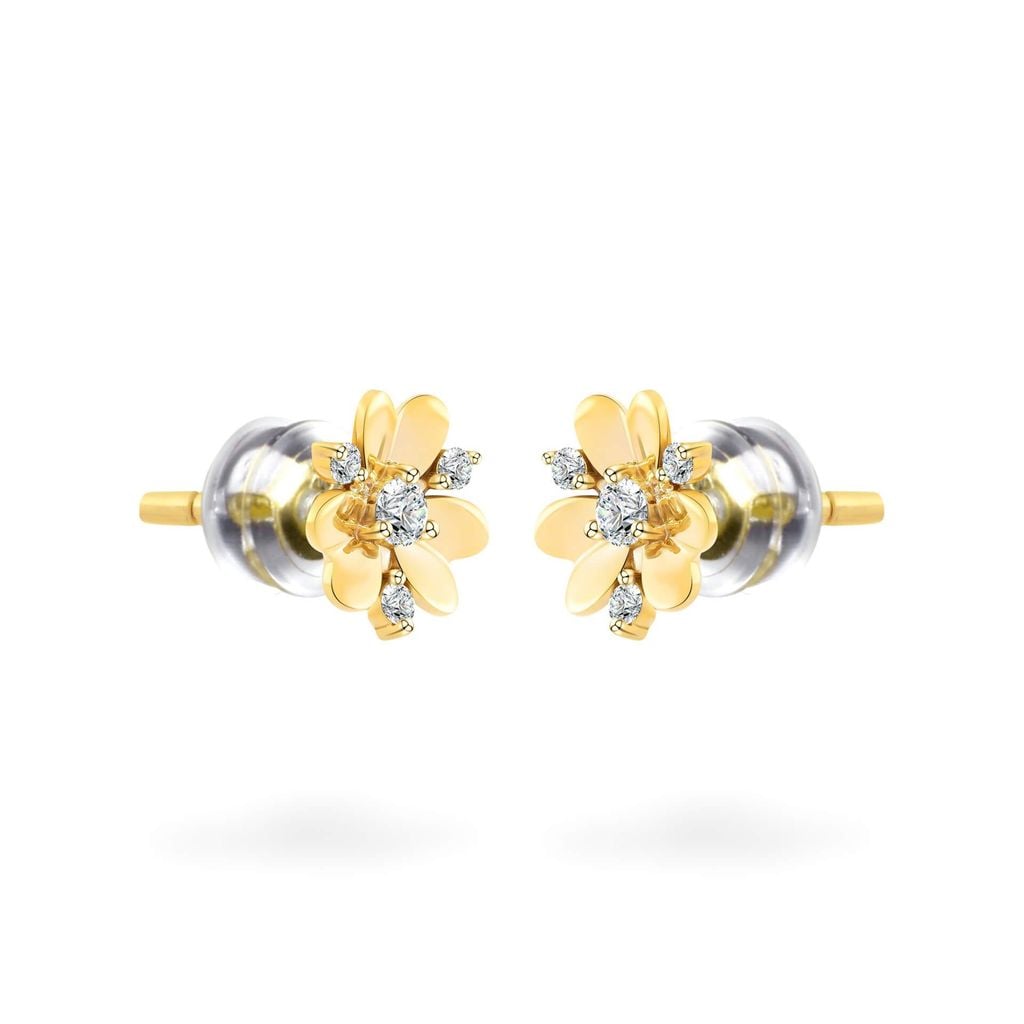 Hoa tai vàng vàng 14K gắn đá CZ DOJI AFEK000752F1CZ1 