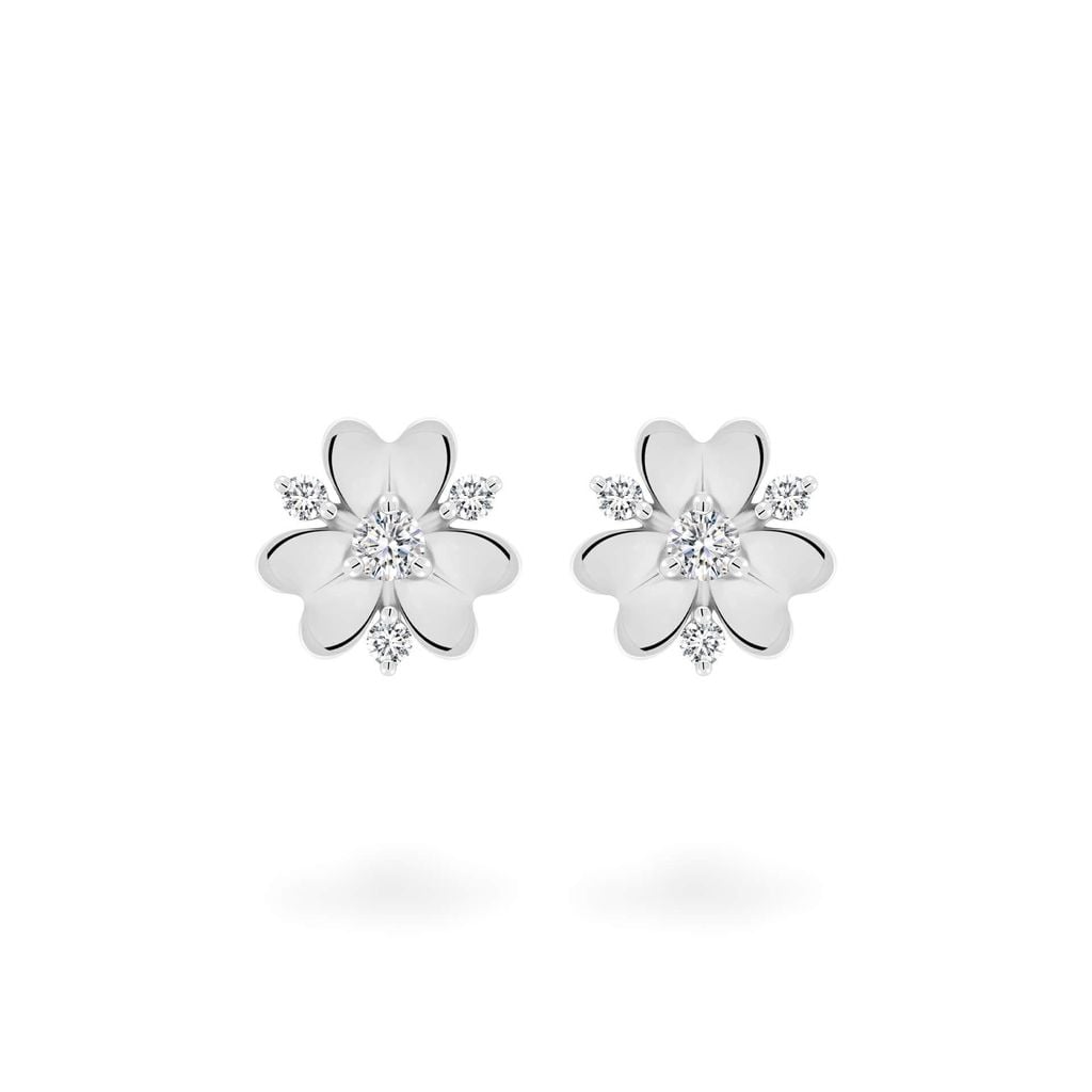 Hoa tai vàng trắng 14K gắn đá CZ DOJI AFEK000752F2CZ1 