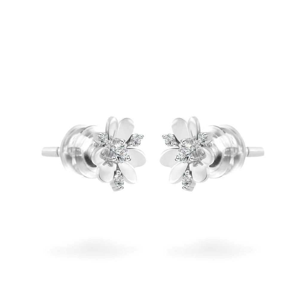 Hoa tai vàng trắng 14K gắn đá CZ DOJI AFEK000752F2CZ1 