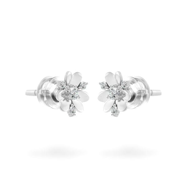 Hoa tai vàng trắng 14K gắn đá CZ DOJI AFEK000752F2CZ1