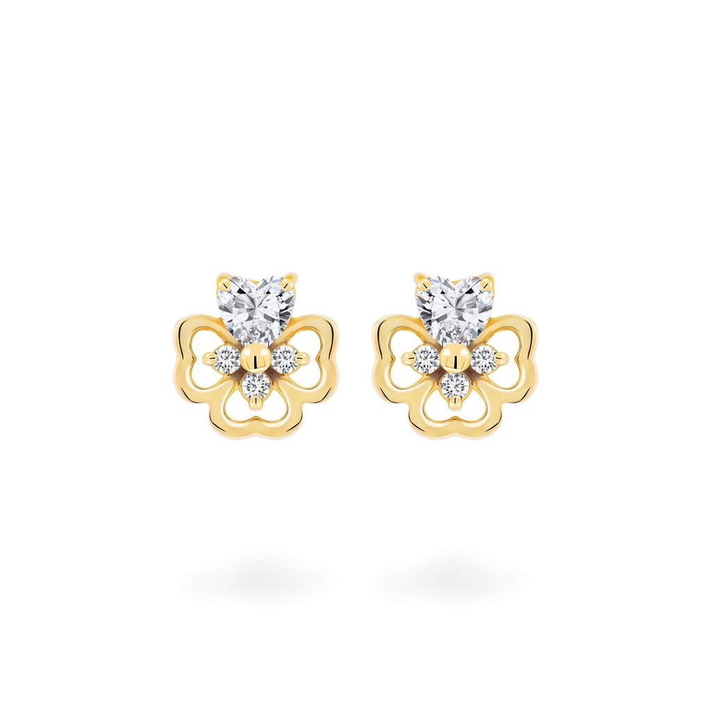 Hoa tai vàng vàng 14K gắn đá CZ DOJI AFEK000753F1CZ1 