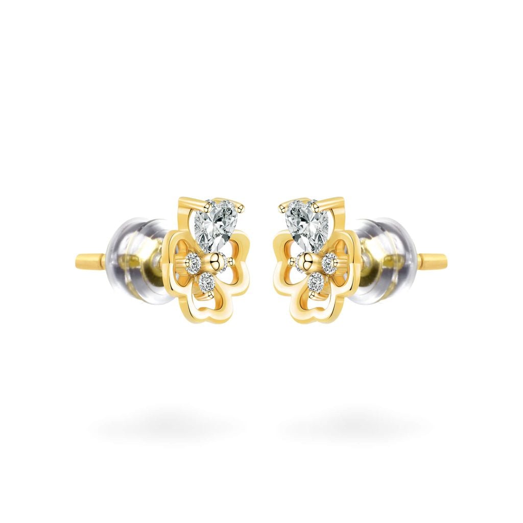 Hoa tai vàng vàng 14K gắn đá CZ DOJI AFEK000753F1CZ1 