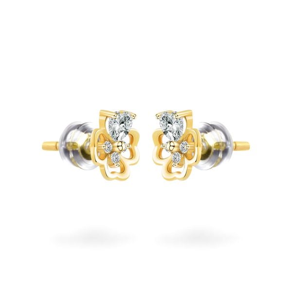 Hoa tai vàng vàng 14K gắn đá CZ DOJI AFEK000753F1CZ1