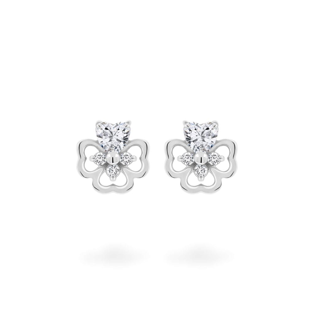 Hoa tai vàng trắng 14K gắn đá CZ DOJI AFEK000753F2CZ1 