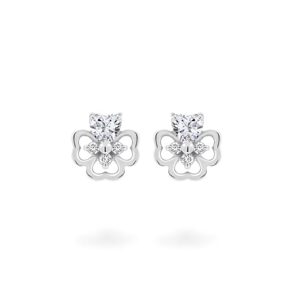 Hoa tai vàng trắng 14K gắn đá CZ DOJI AFEK000753F2CZ1