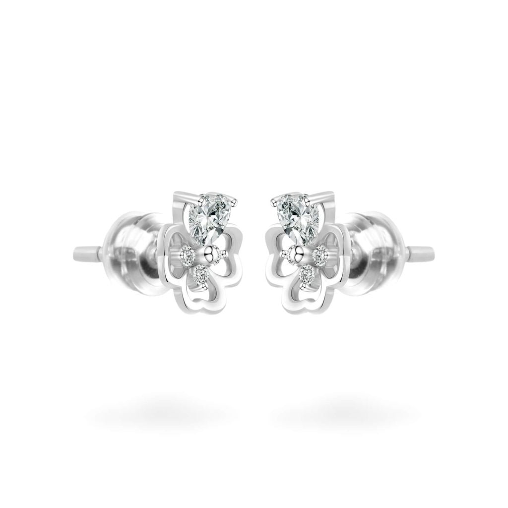 Hoa tai vàng trắng 14K gắn đá CZ DOJI AFEK000753F2CZ1 