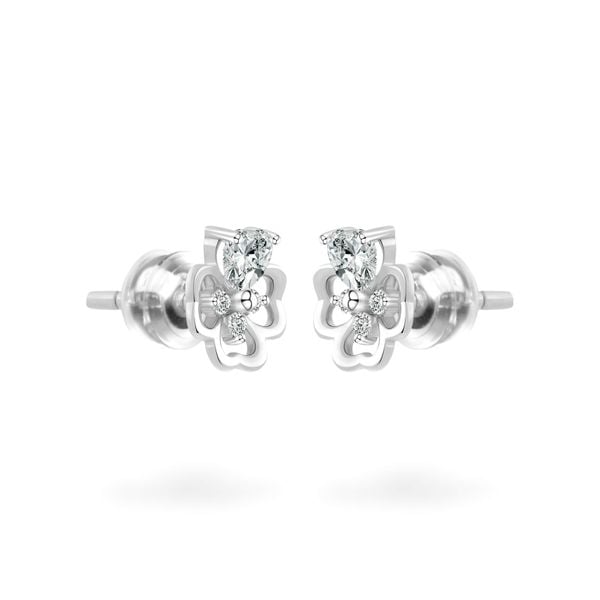 Hoa tai vàng trắng 14K gắn đá CZ DOJI AFEK000753F2CZ1