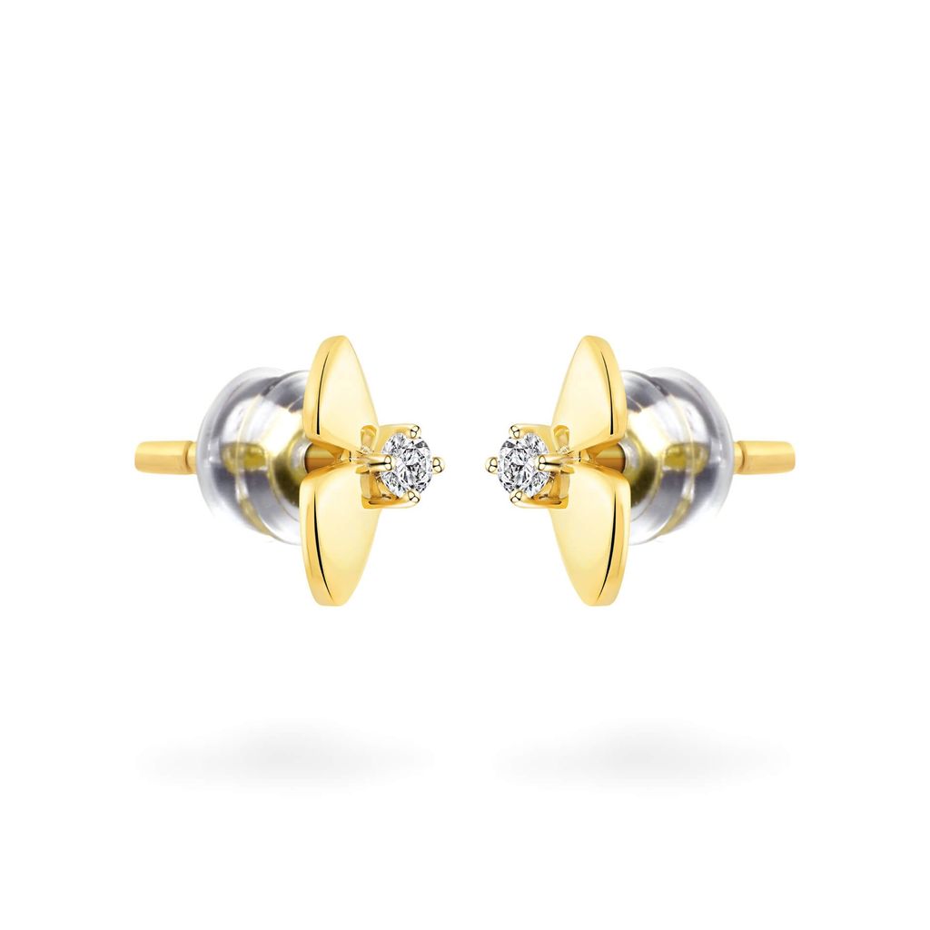 Hoa tai vàng vàng 14K gắn đá CZ DOJI AFEK000754F1CZ1 