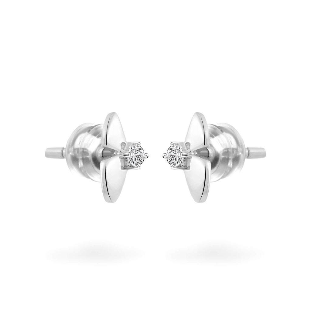 Hoa tai vàng trắng 14K gắn đá CZ DOJI AFEK000754F2CZ1 