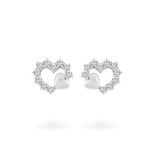 Hoa tai vàng trắng 14K gắn đá CZ DOJI AFEK000755F2CZ1