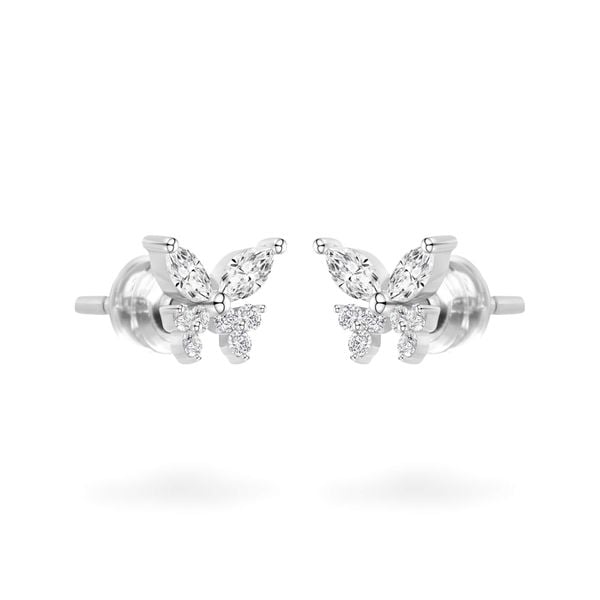 Hoa tai vàng trắng 14K gắn đá CZ DOJI AFEK000756F2CZ1