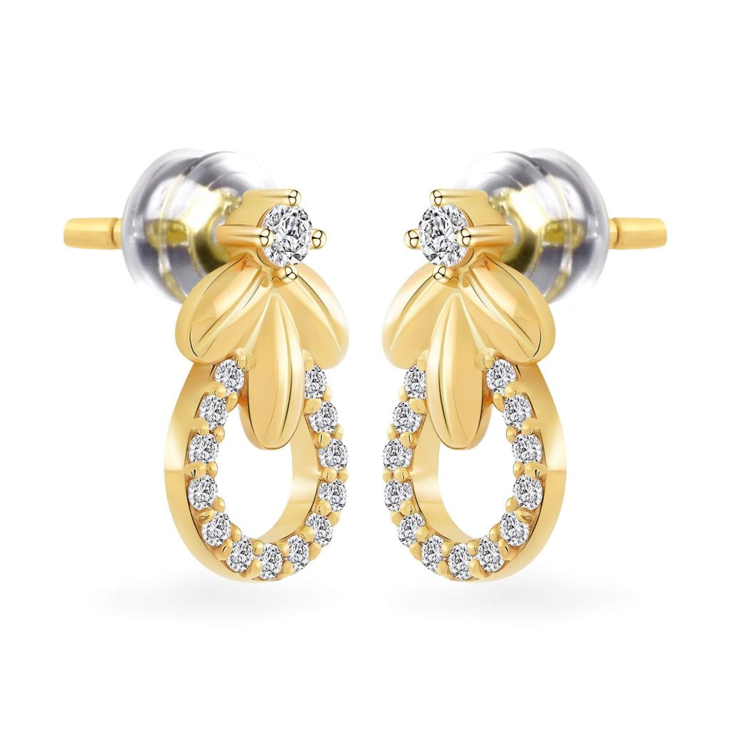 Hoa tai vàng vàng 14K gắn đá CZ DOJI AFEK000782F1CZ1 