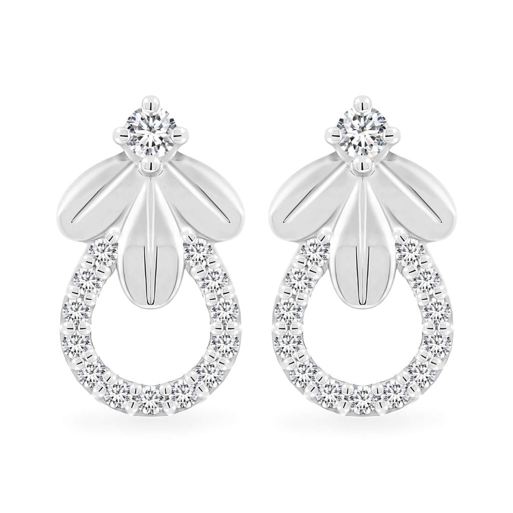 Hoa tai vàng trắng 14K gắn đá CZ DOJI AFEK000782F2CZ1 