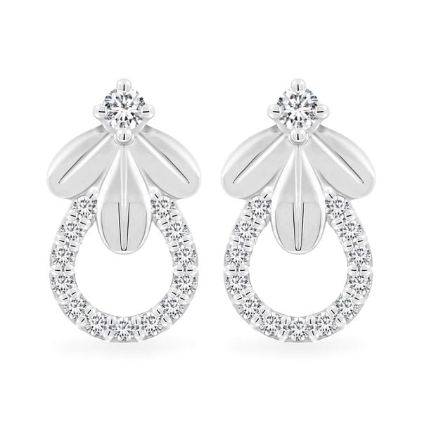 Hoa tai vàng trắng 14K gắn đá CZ DOJI AFEK000782F2CZ1