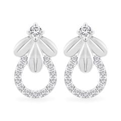 Hoa tai vàng trắng 14K gắn đá CZ DOJI AFEK000782F2CZ1