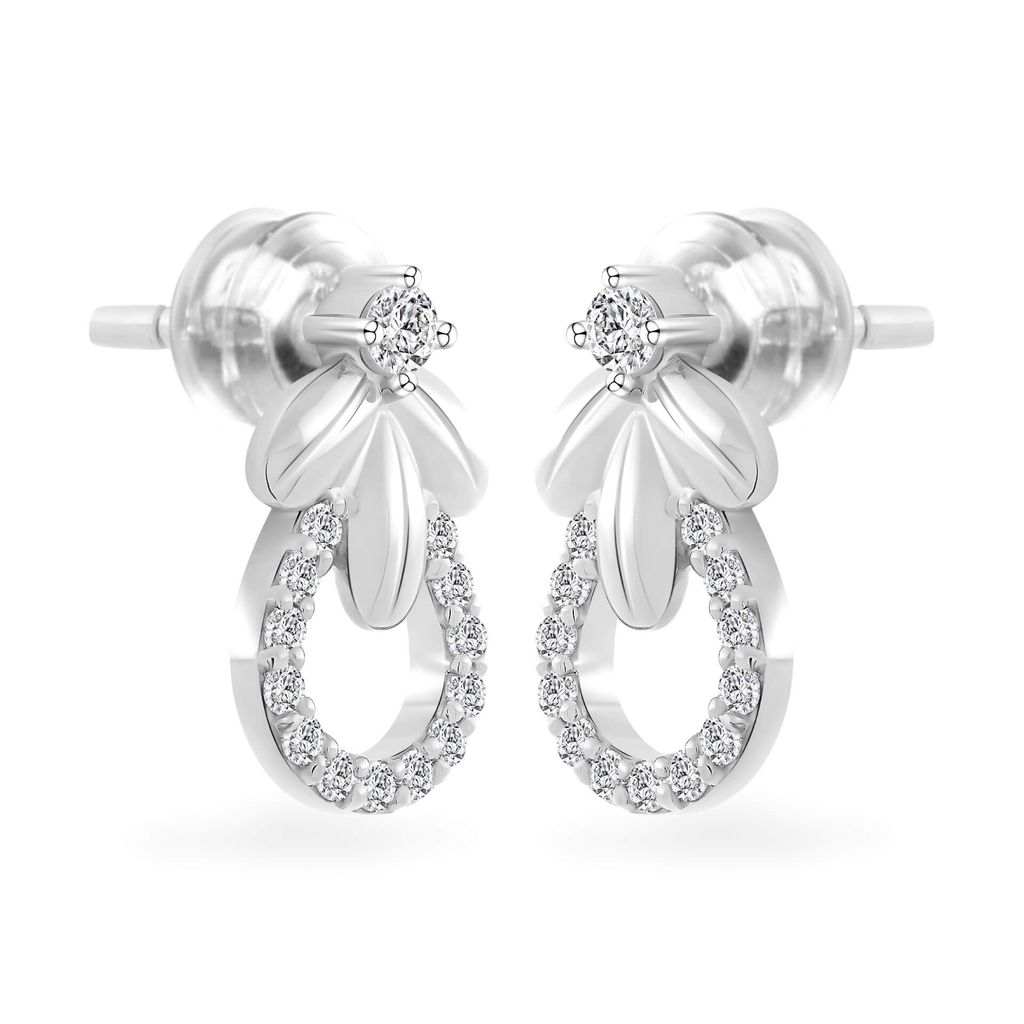 Hoa tai vàng trắng 14K gắn đá CZ DOJI AFEK000782F2CZ1 