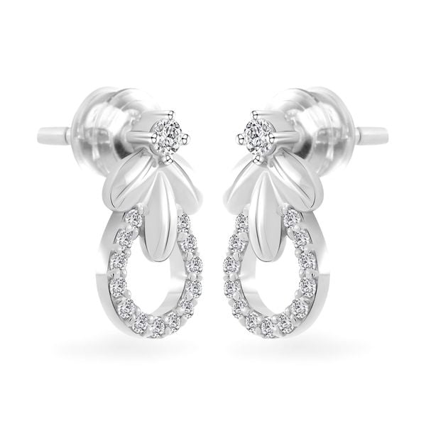 Hoa tai vàng trắng 14K gắn đá CZ DOJI AFEK000782F2CZ1