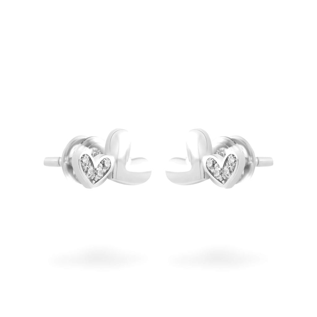 Hoa tai vàng trắng 14K gắn đá CZ DOJI AFEK000791F2CZ1 