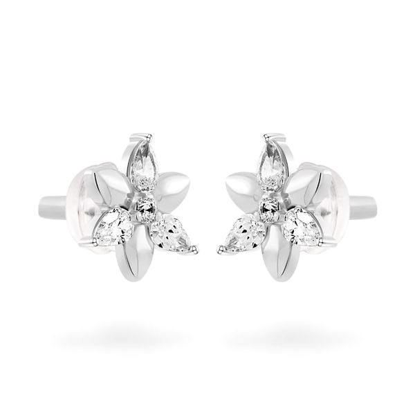 Hoa tai vàng trắng 14K gắn đá CZ DOJI AFEK000792F2CZ1
