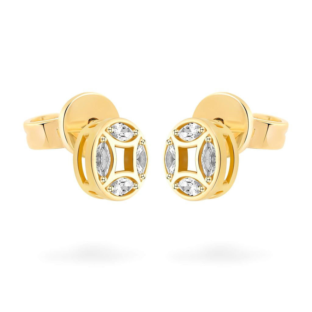 Hoa tai vàng vàng 18K gắn đá CZ DOJI AFEM001136D1CZ1 