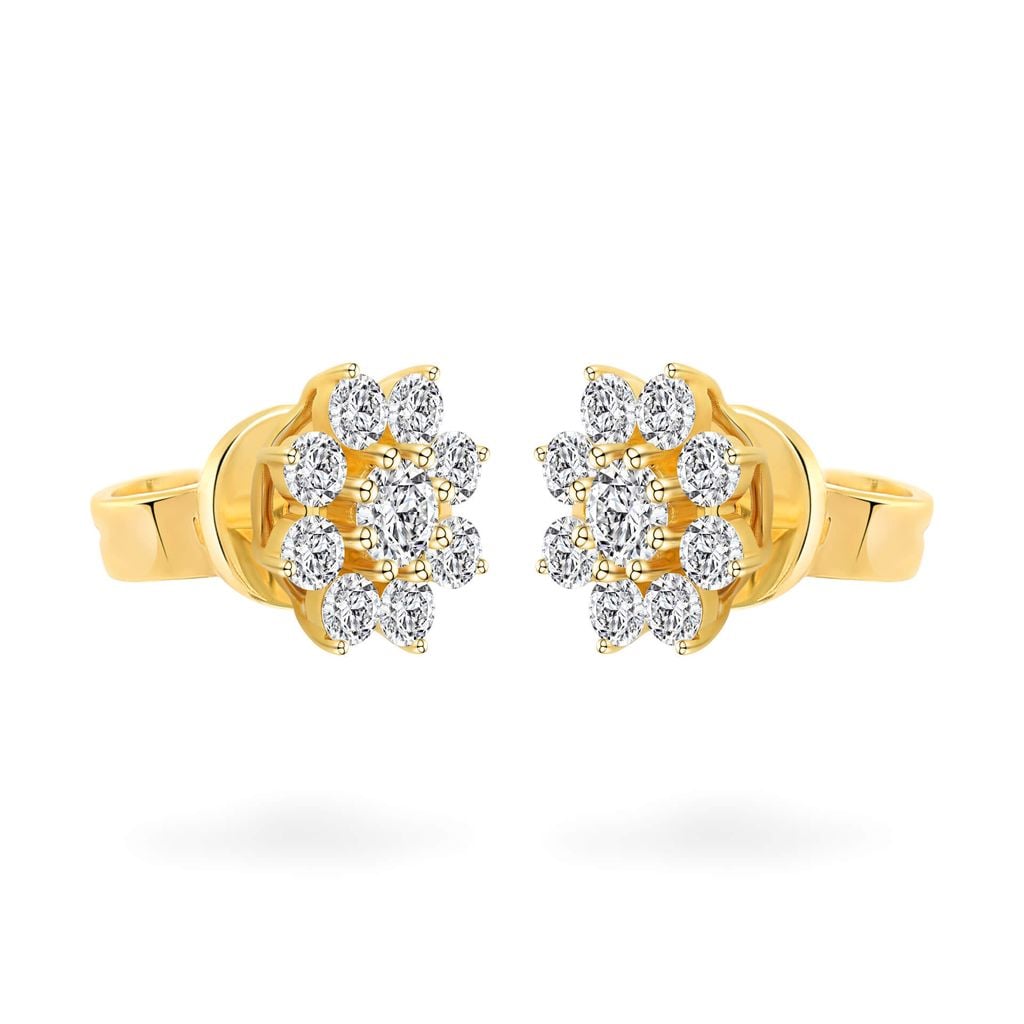 Hoa tai vàng vàng 18K gắn đá CZ DOJI AFEM100192D1CZ1 