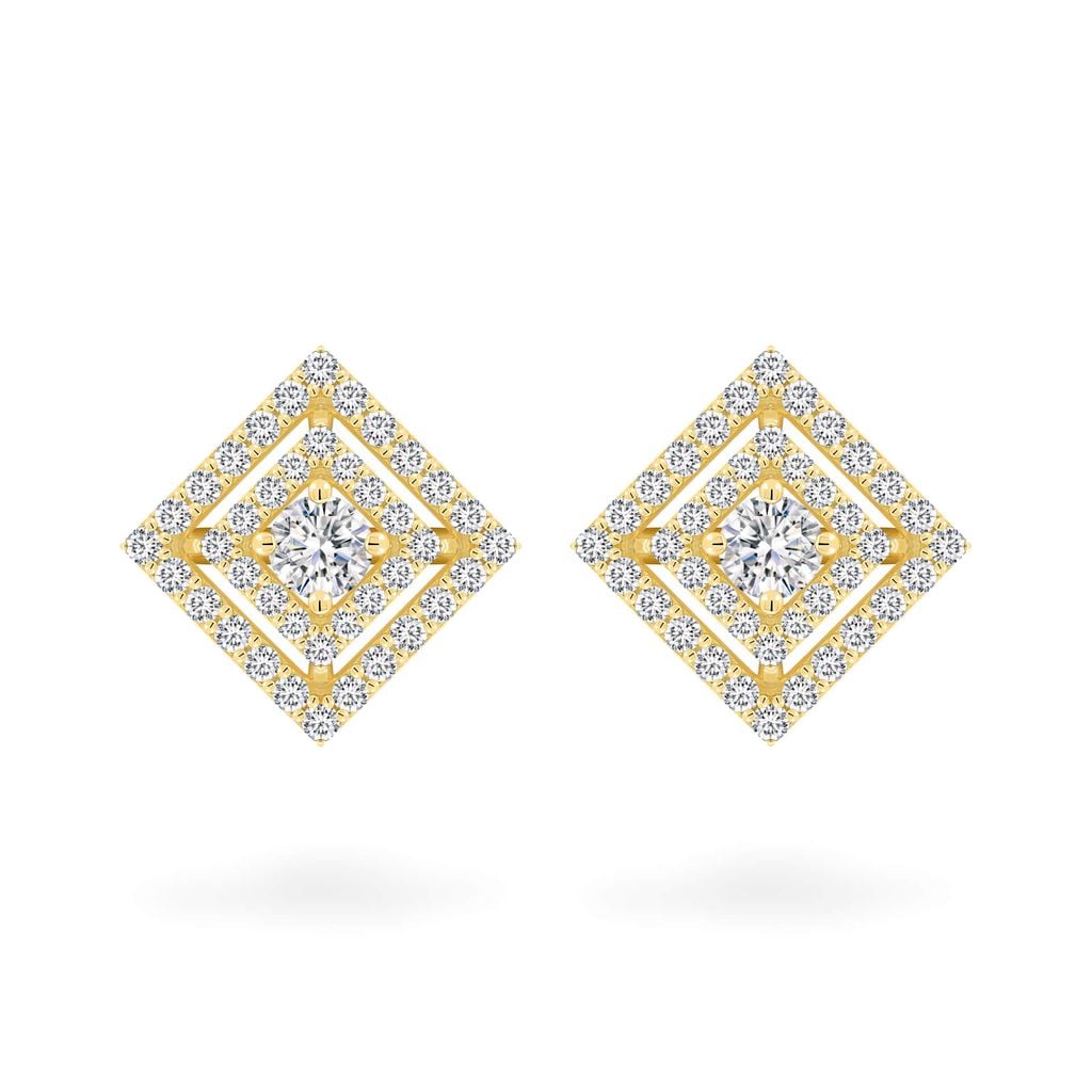 Hoa tai vàng vàng 18K gắn đá CZ DOJI AFEM100270D1CZ1 