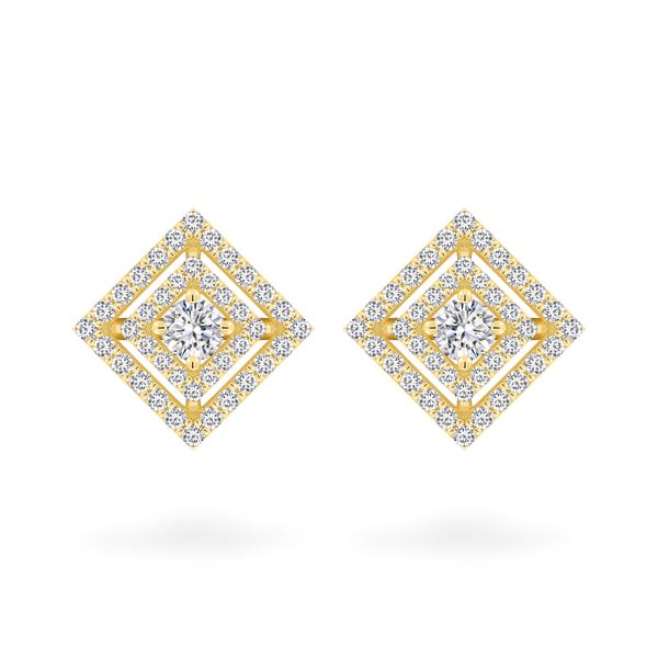 Hoa tai vàng vàng 18K gắn đá CZ DOJI AFEM100270D1CZ1