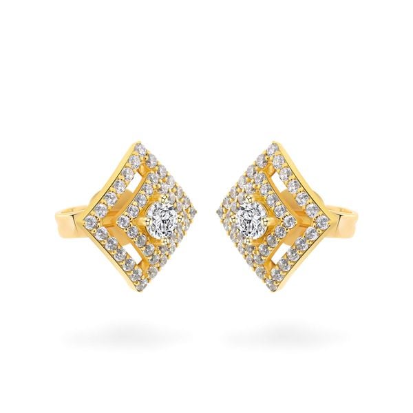 Hoa tai vàng vàng 18K gắn đá CZ DOJI AFEM100270D1CZ1