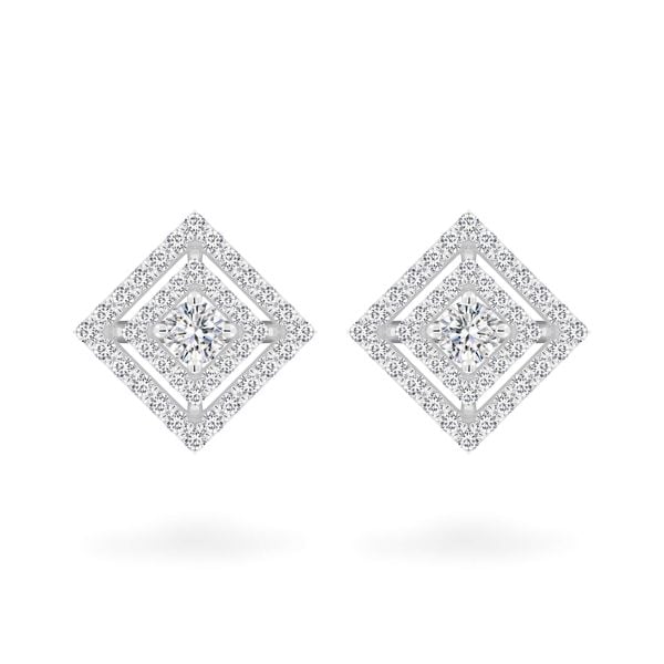 Hoa tai vàng trắng 18K gắn đá CZ DOJI AFEM100270D2CZ1