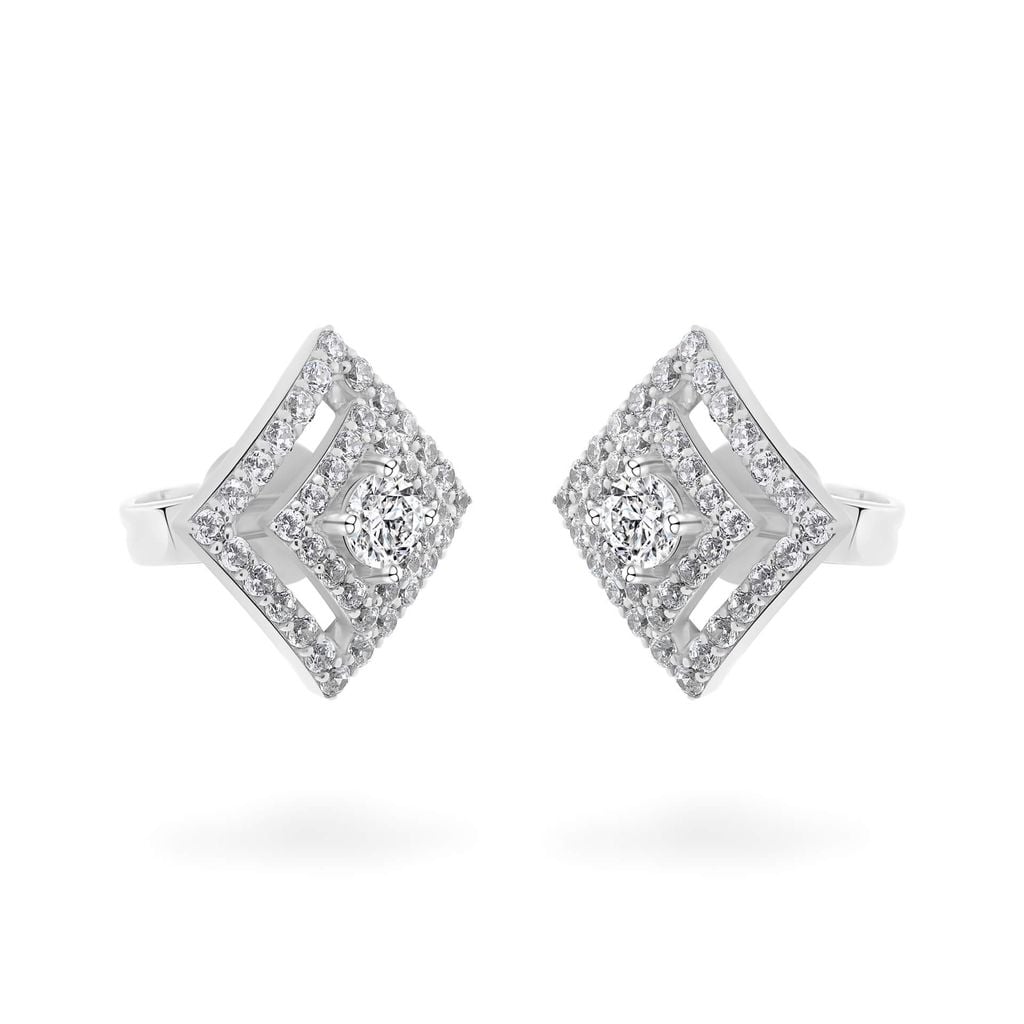 Hoa tai vàng trắng 18K gắn đá CZ DOJI AFEM100270D2CZ1 