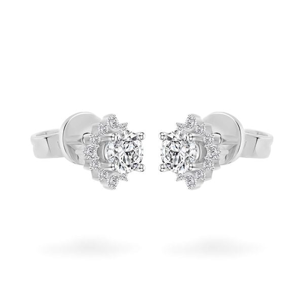 Hoa tai vàng trắng 18K gắn đá CZ DOJI AFEM100536D2CZ1