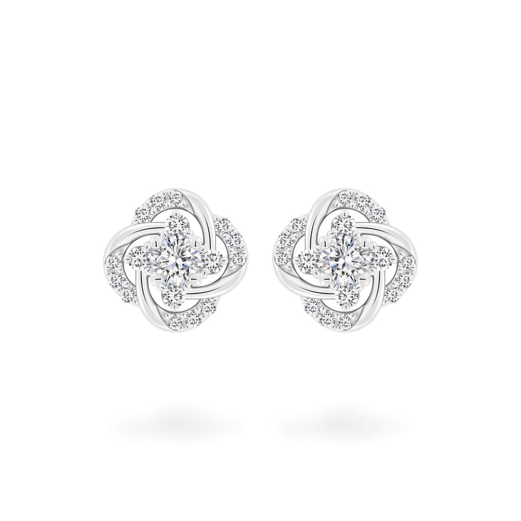 Hoa tai vàng trắng 18K gắn đá CZ DOJI AFEM100559D2CZ1 
