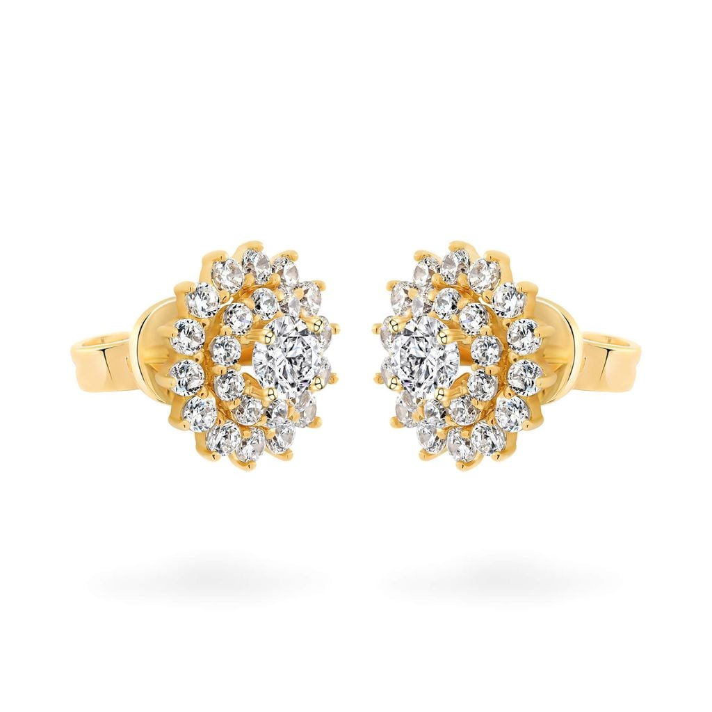 Hoa tai vàng vàng 18K gắn đá CZ DOJI AFEM200058D1CZ1 