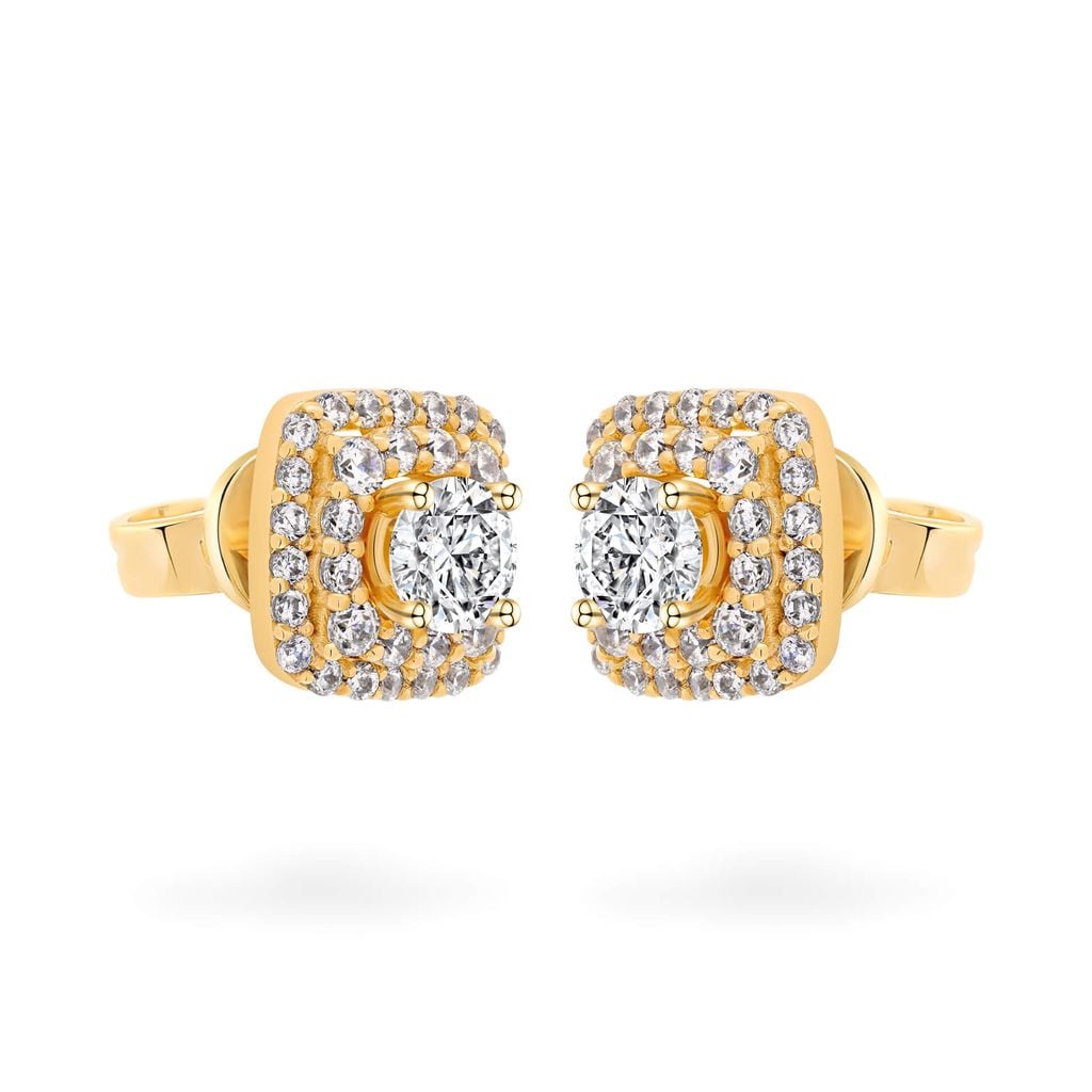 Hoa tai vàng vàng 18K gắn đá CZ DOJI AFEM200194D1CZ1 