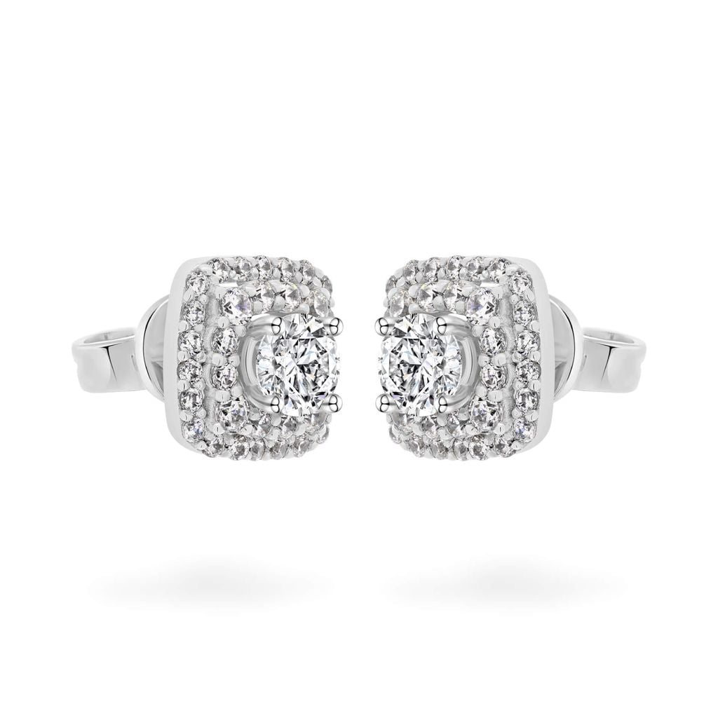 Hoa tai vàng trắng 18K gắn đá CZ DOJI AFEM200194D2CZ1 