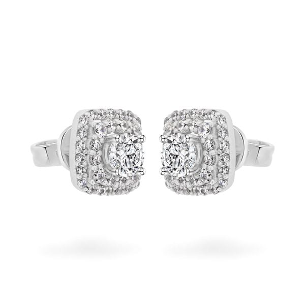 Hoa tai vàng trắng 18K gắn đá CZ DOJI AFEM200194D2CZ1