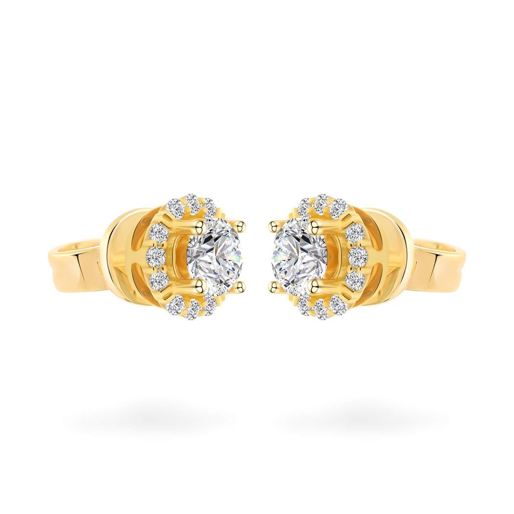 Hoa tai vàng vàng 18K gắn đá CZ DOJI AFEM200538D1CZ1 