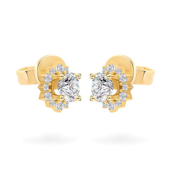 Hoa tai vàng vàng 18K gắn đá CZ DOJI AFEM200539D1CZ1