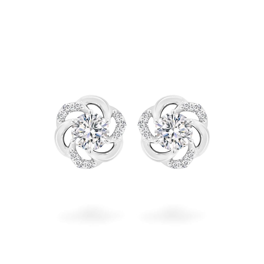 Hoa tai vàng trắng 18K gắn đá CZ DOJI AFEM200558D2CZ1 