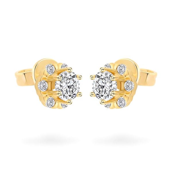 Hoa tai vàng vàng 18K gắn đá CZ DOJI AFEM300526D1CZ1