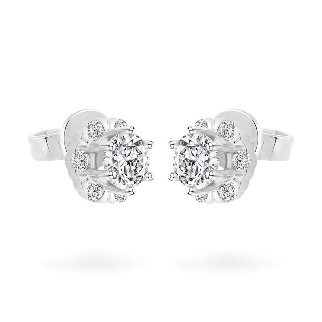 Hoa tai vàng trắng 18K gắn đá CZ DOJI AFEM300526D2CZ1 