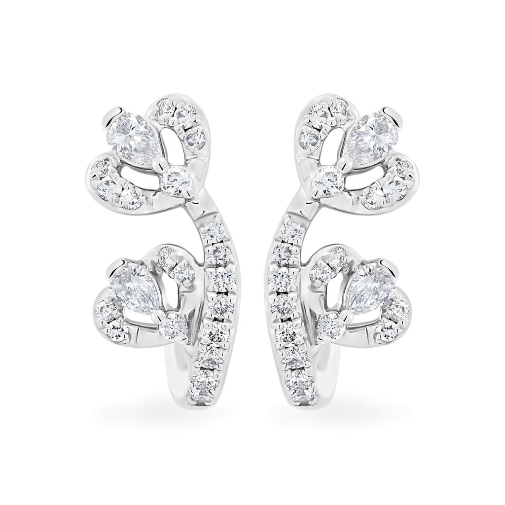 Hoa tai vàng trắng 14K gắn kim cương DOJI AFER000230F2DA1 