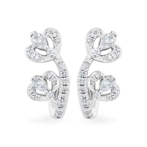 Hoa tai vàng trắng 14K gắn kim cương DOJI AFER000230F2DA1