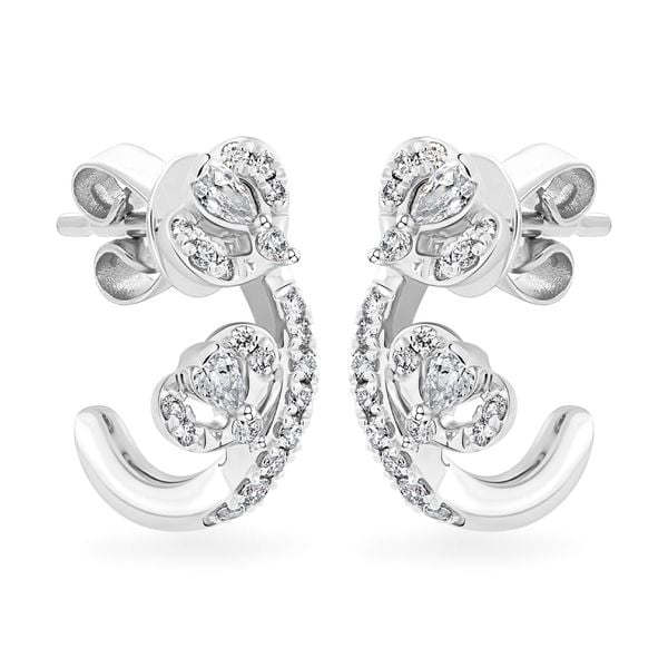 Hoa tai vàng trắng 14K gắn kim cương DOJI AFER000230F2DA1