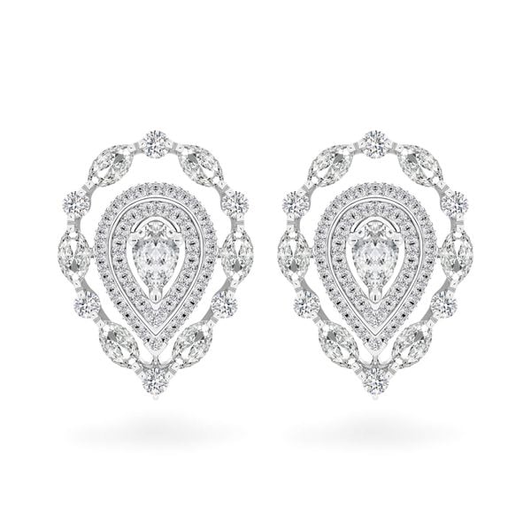 Hoa tai vàng trắng 18K gắn kim cương DOJI AFER000320D2DA1